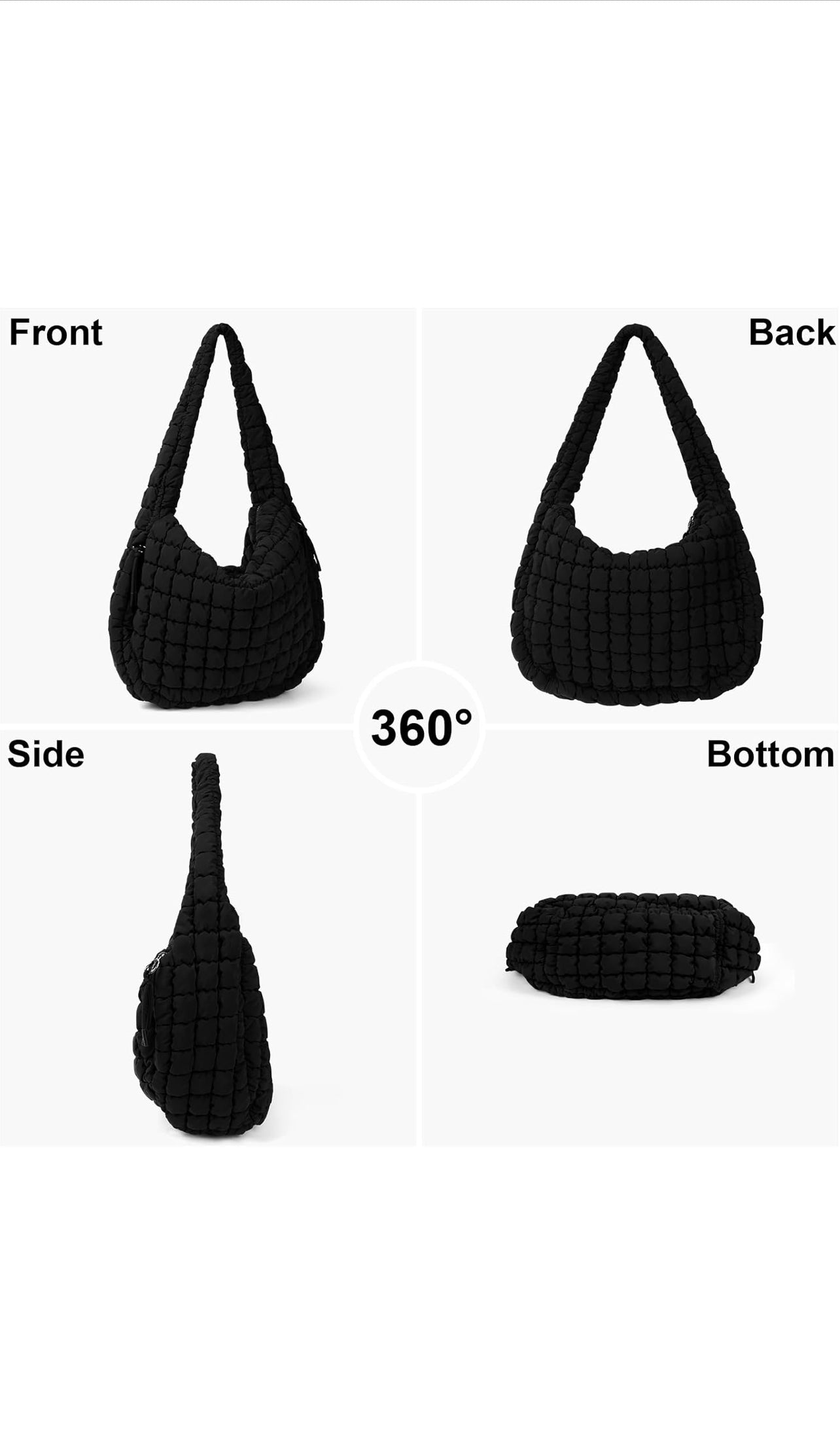 Puffer Bag Quilted Hobo Bag