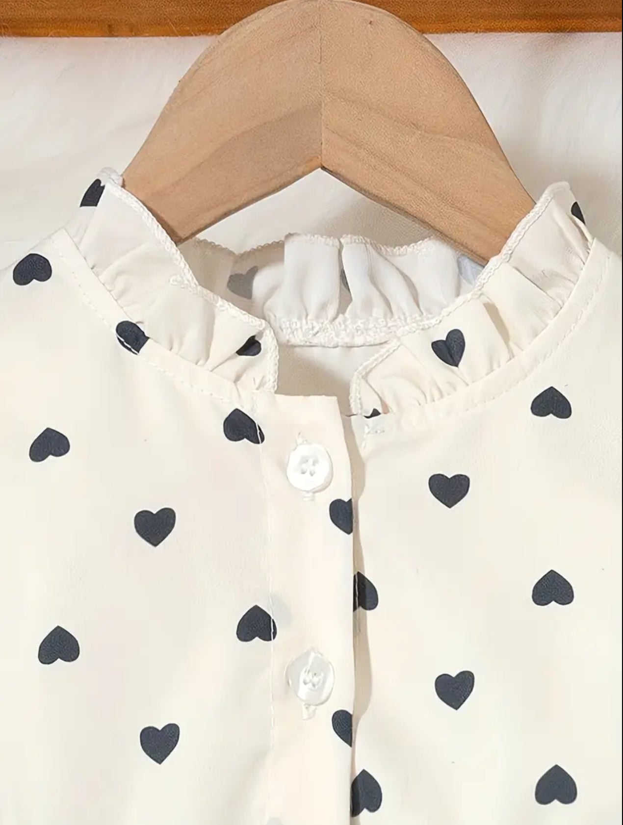 Heart Allover Pattern Print Frill Collar