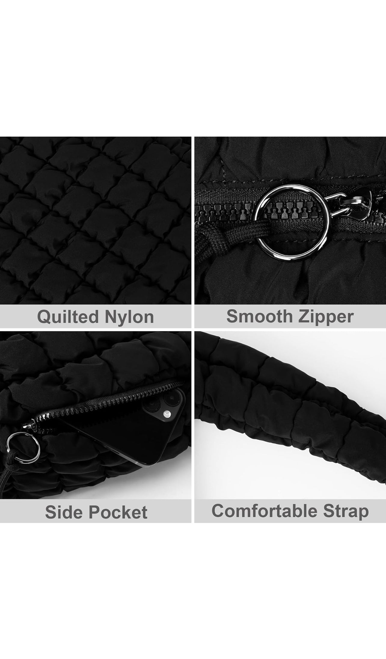 Puffer Bag Quilted Hobo Bag