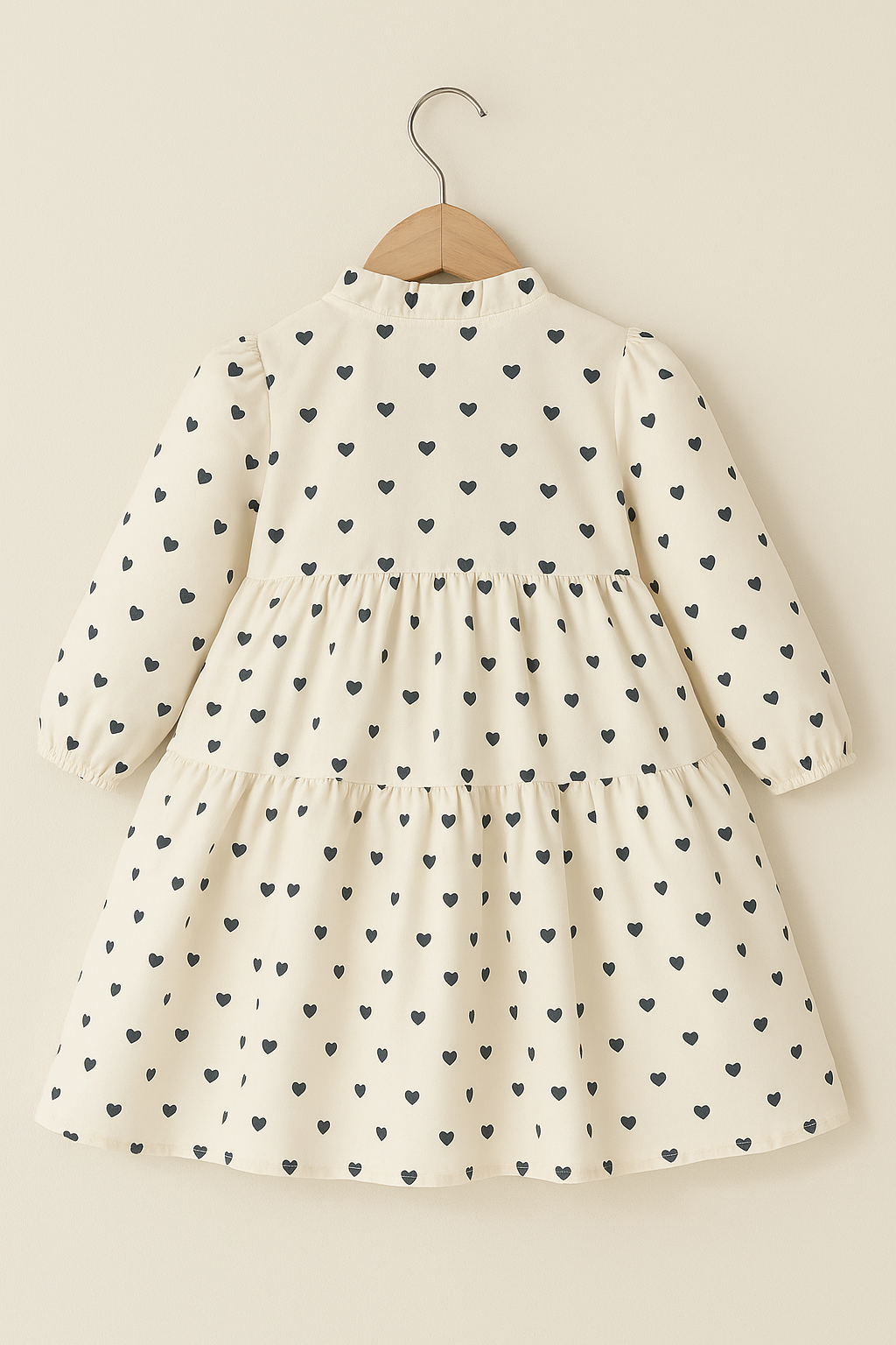 Heart Allover Pattern Print Frill Collar