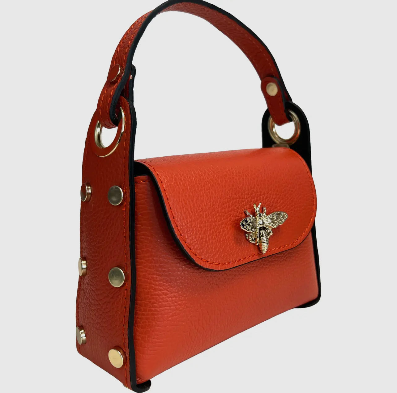 Leather Bag with Fly Closure