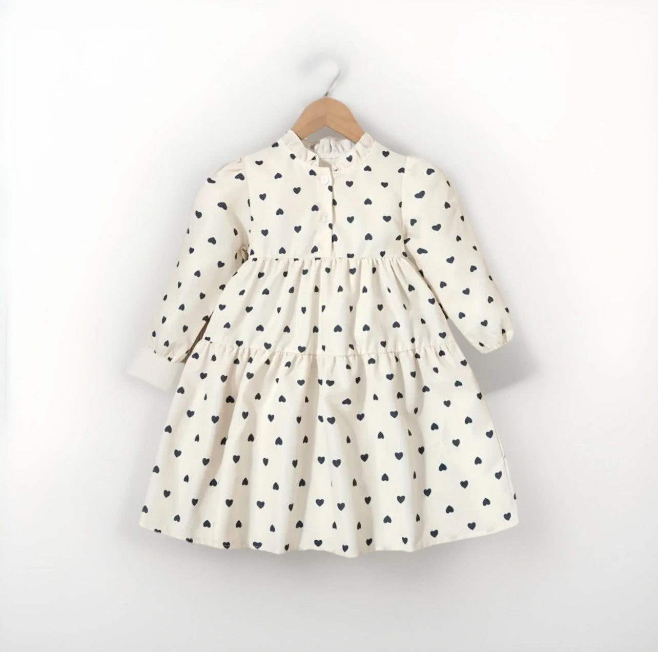 Heart Allover Pattern Print Frill Collar