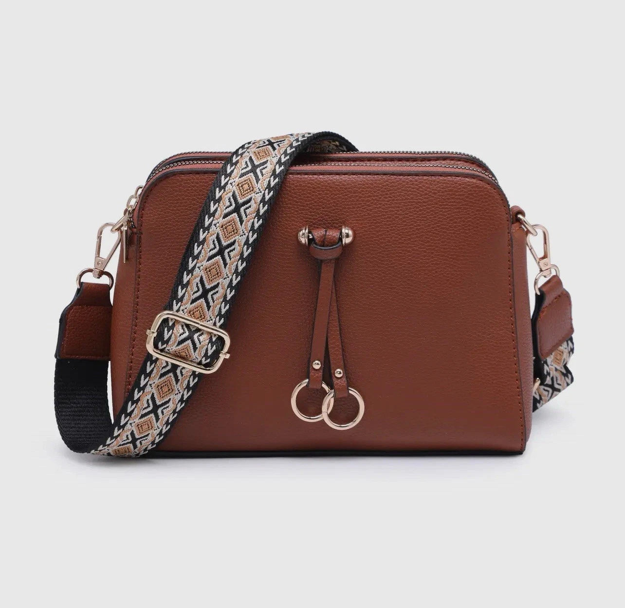 Brown Cross Body - Three Zip Top