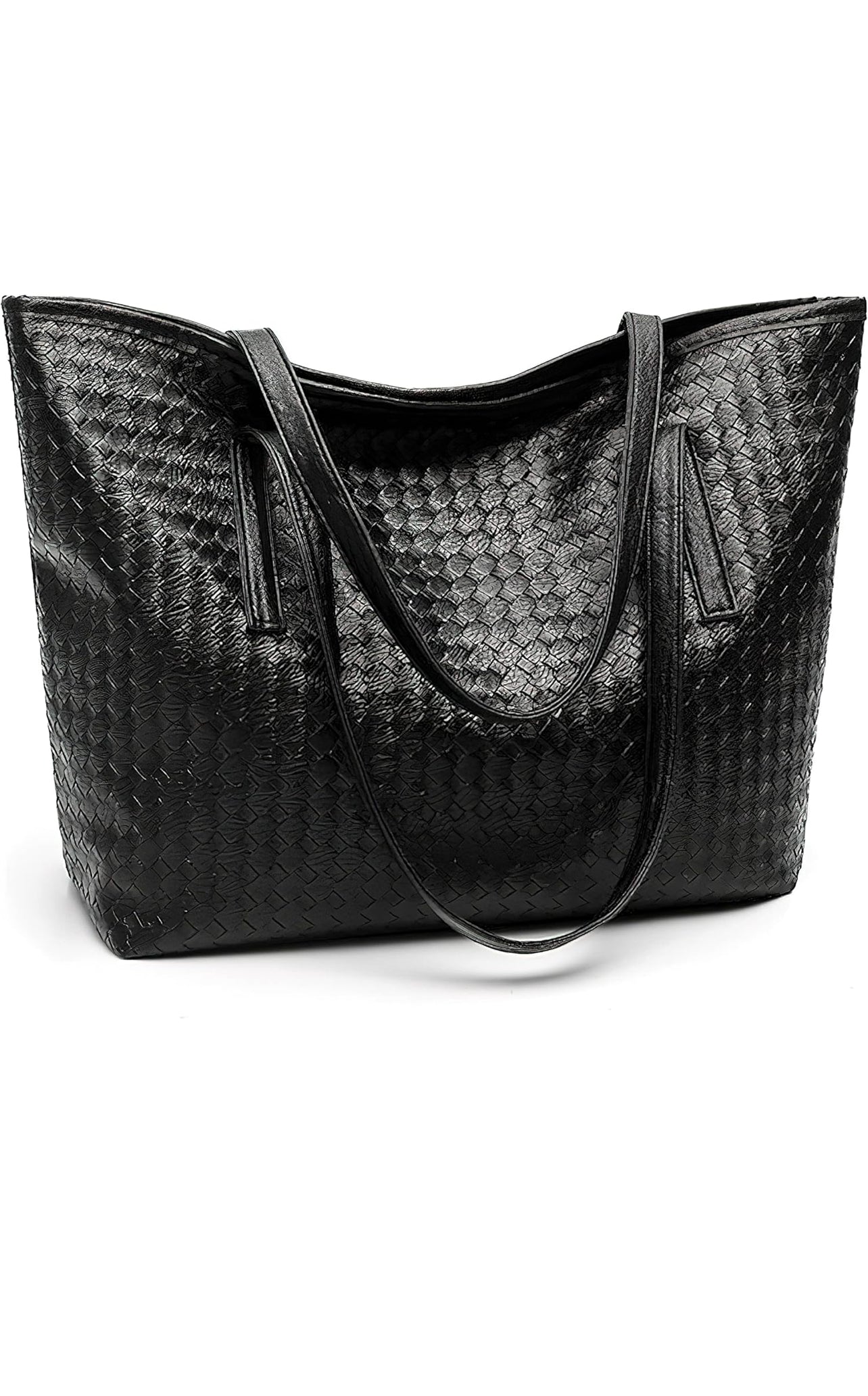 Woven Vegan Leather Shoulder Bag