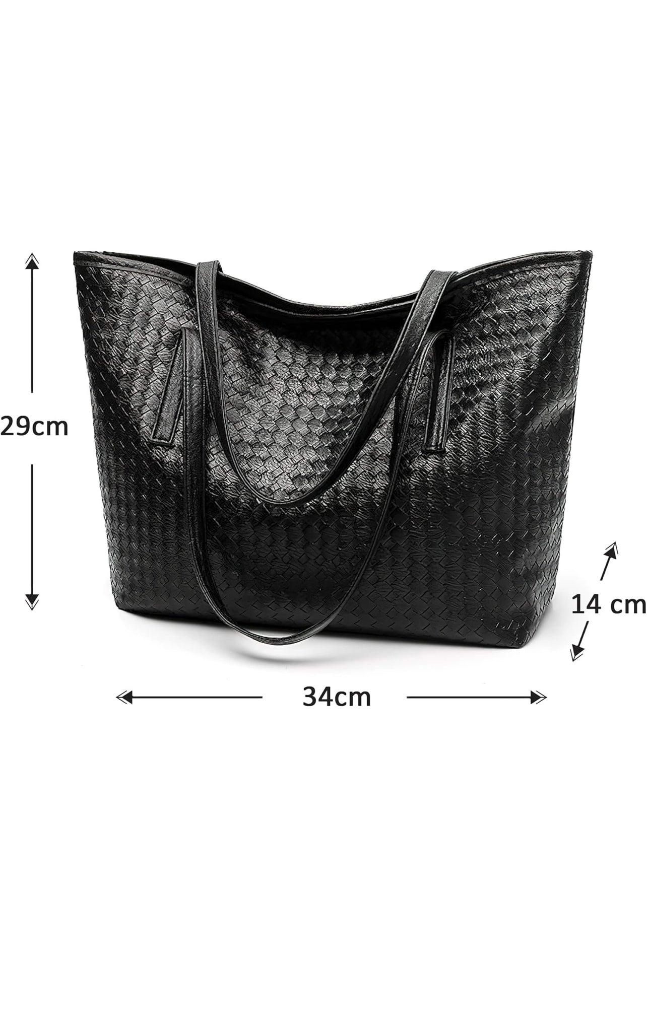 Woven Vegan Leather Shoulder Bag