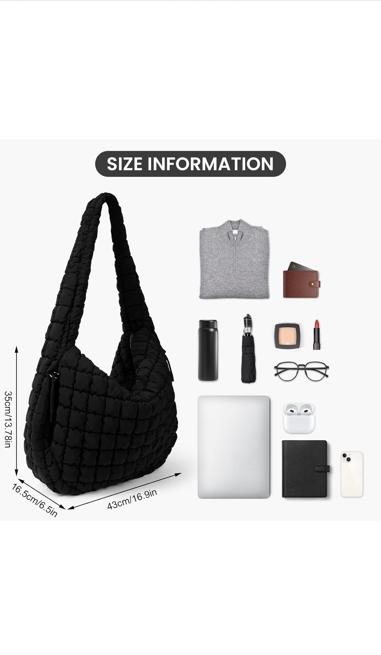 Puffer Bag Quilted Hobo Bag