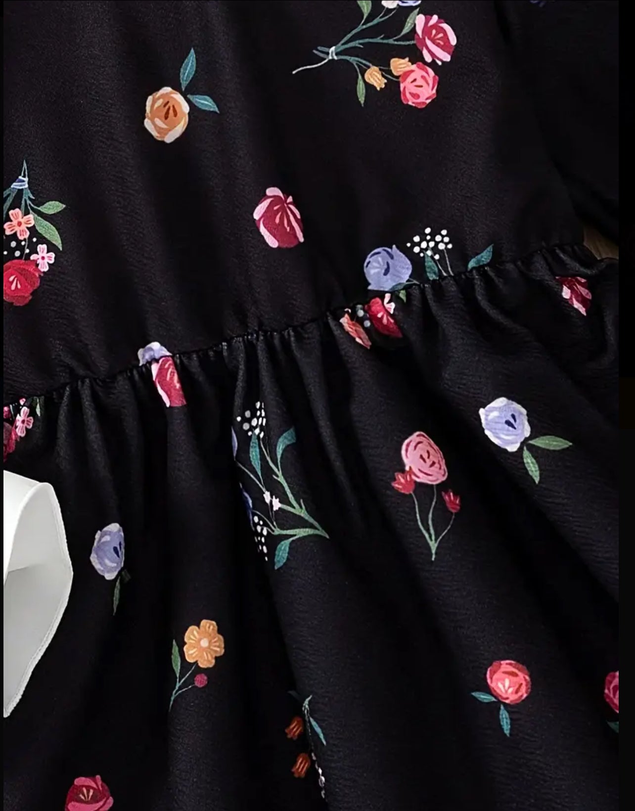 Floral Print With White Lace Cuffs
