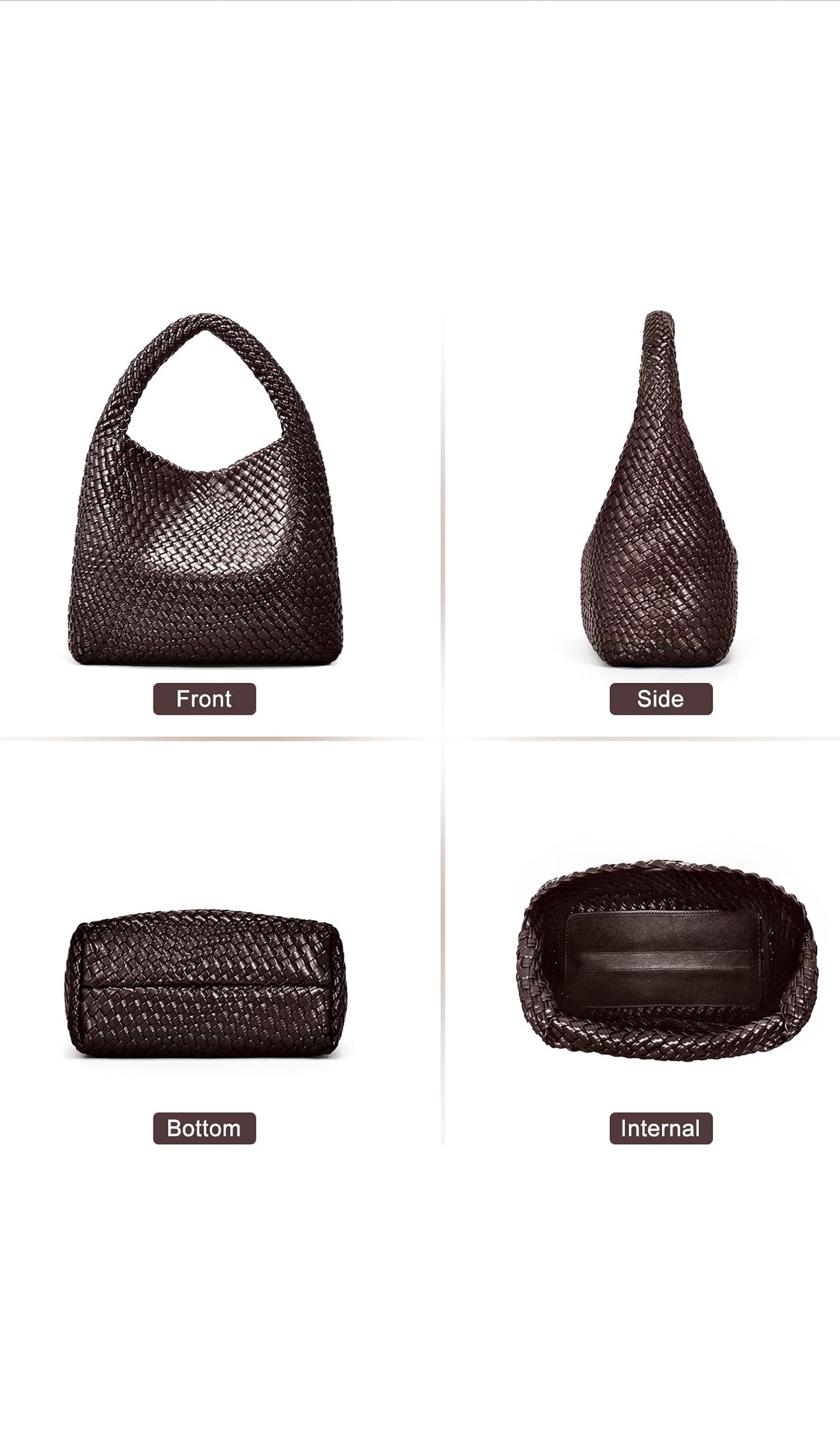 Woven Leather Tote Bag With Pouch