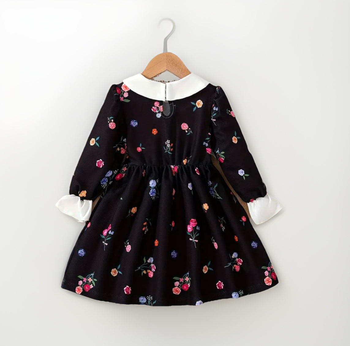 Floral Print With White Lace Cuffs