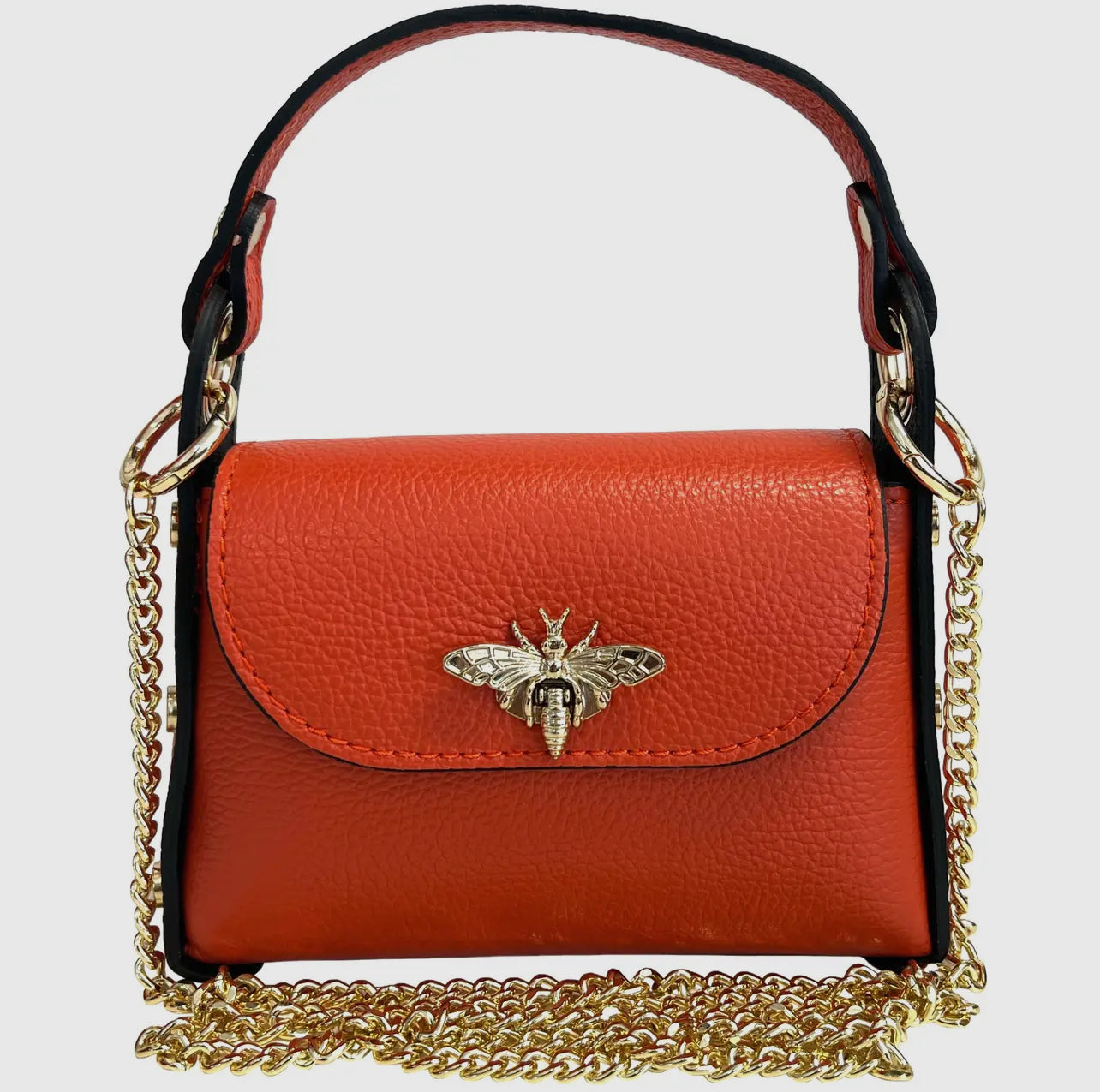 Leather Bag with Fly Closure