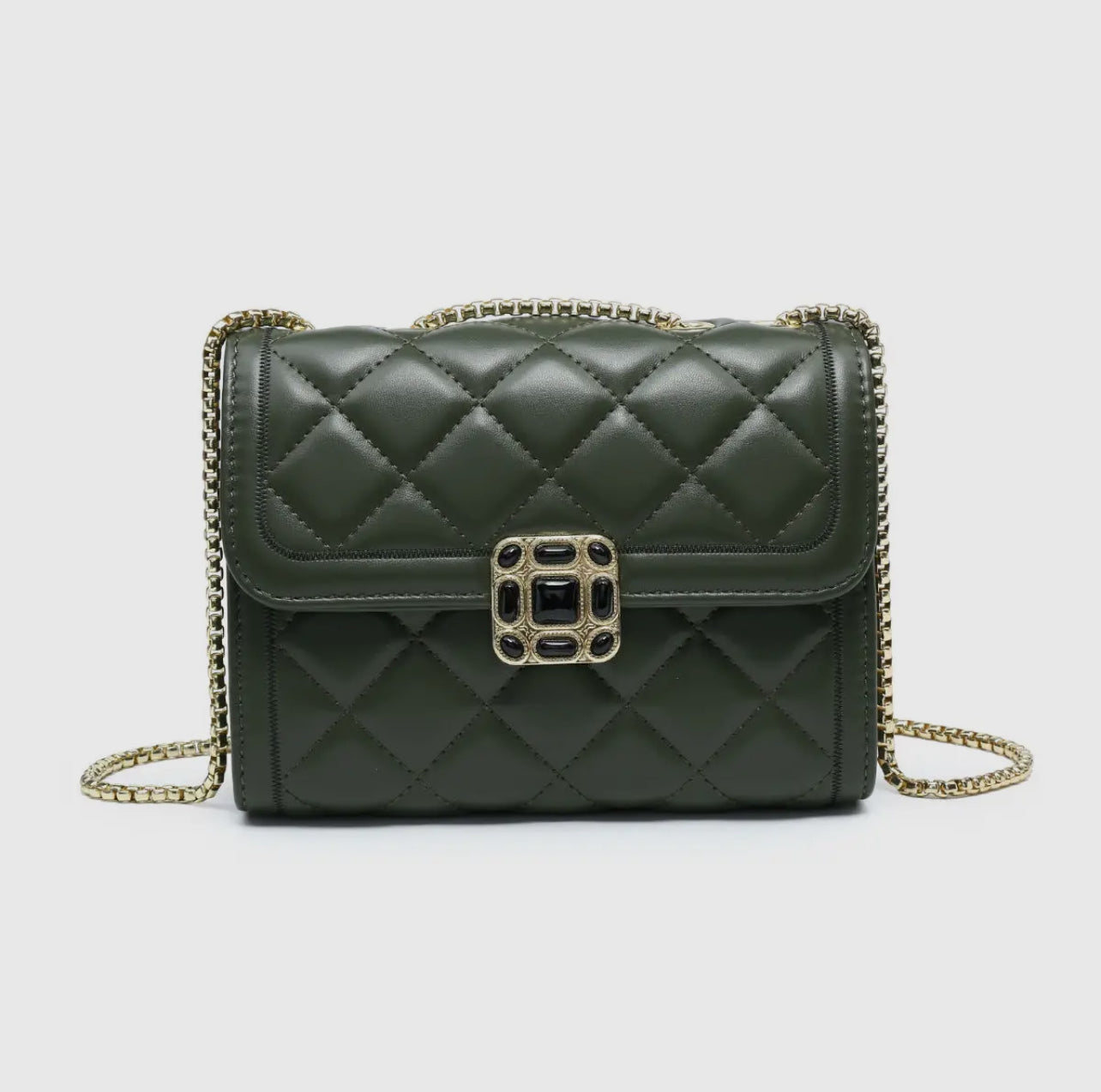 Metal-Badge Quilted Crossbody